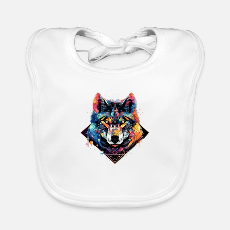 Neon - Wolf - Crystal Polygon - pos Baby Bio-Lätzchen
