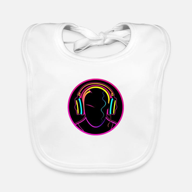 DJ Neon Style hard Music - Bavoir bio Bébé - blanc