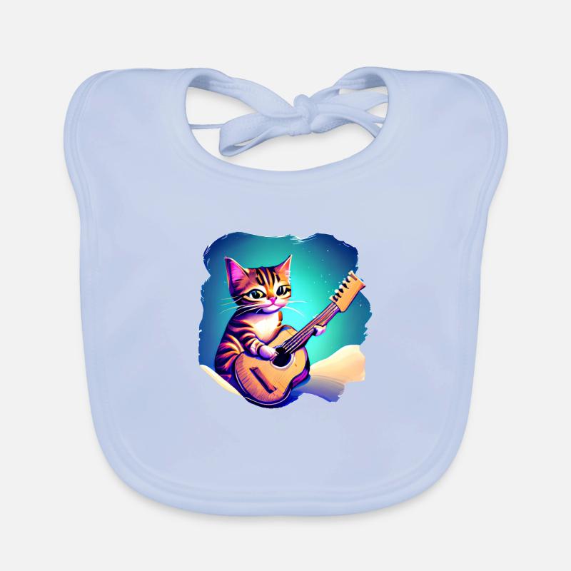 Le chat joue à la guitare chaton Propriétaire de chat Bavoir bio Bébé