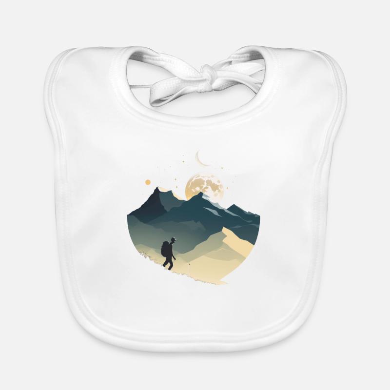 Backpackers in the mountains, moonlight Organic Baby Bibs