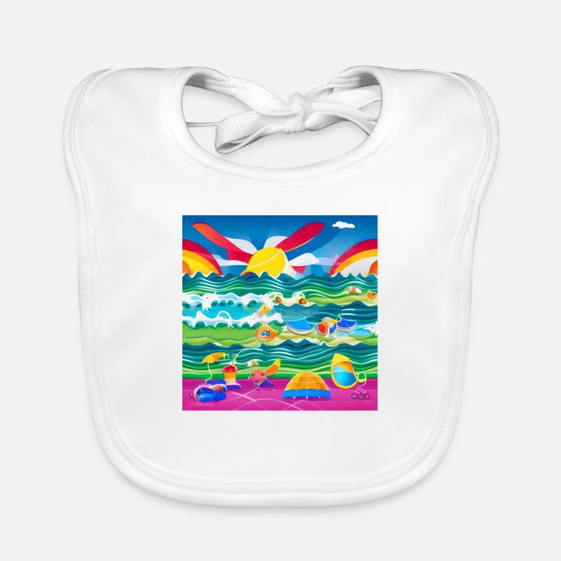 children having a good time at sea side Organic Baby Bibs
