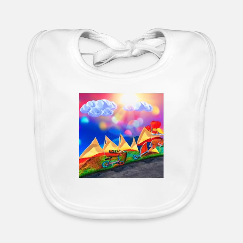 bicicle in mountain with sunny sky during chilling Organic Baby Bibs