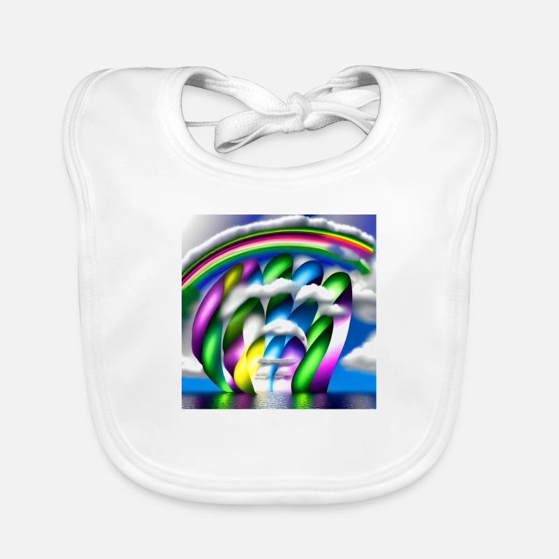 rainbow in clouds Organic Baby Bibs