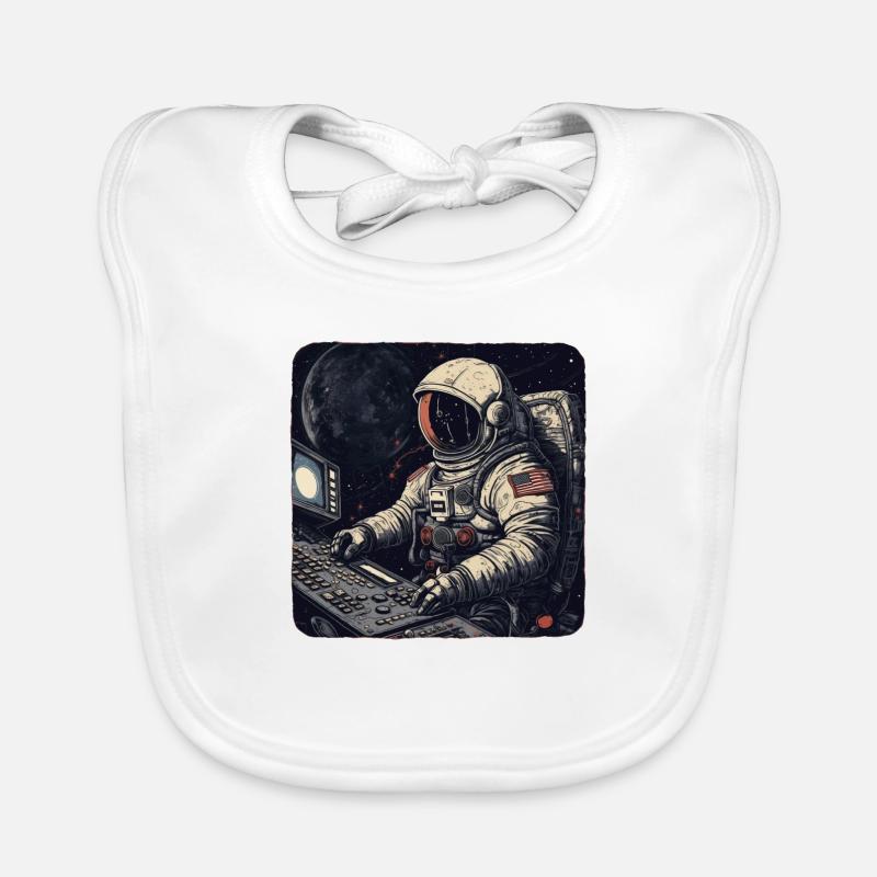 Cooler Retro Astronaut bedient Computer Baby Bio-Lätzchen