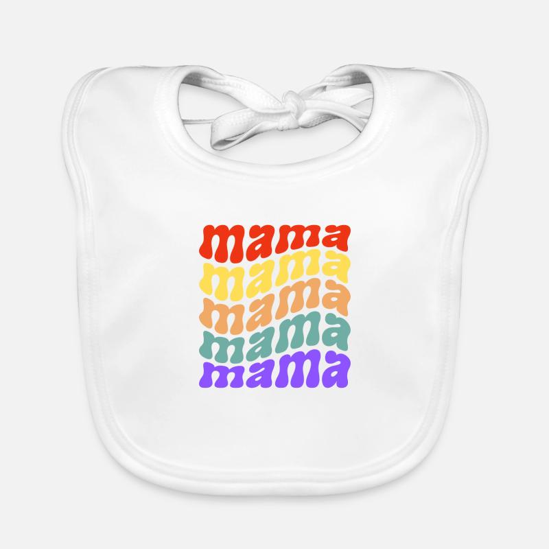 Retro Mama Waves Slogan Multicolore Bavoir bio Bébé