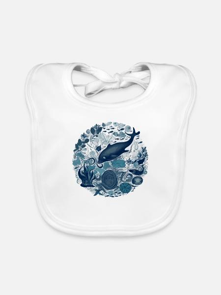 Wonders of the Ocean - Organic Baby Bibs - white - Front