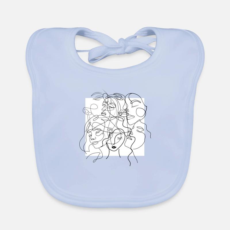 Face line white Organic Baby Bibs