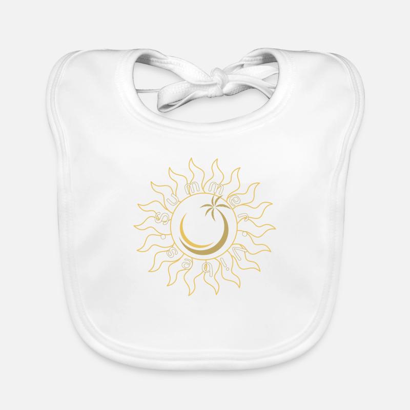 Summer vibes sun palm tree Organic Baby Bibs
