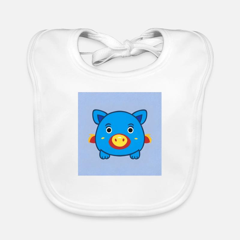 Petit cochon bleu mignon Bavoir bio Bébé