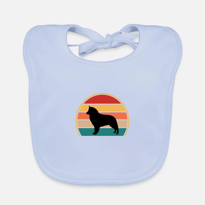 Belgian Shepherd Groenendael Dog Silhouette Retro Organic Baby Bibs