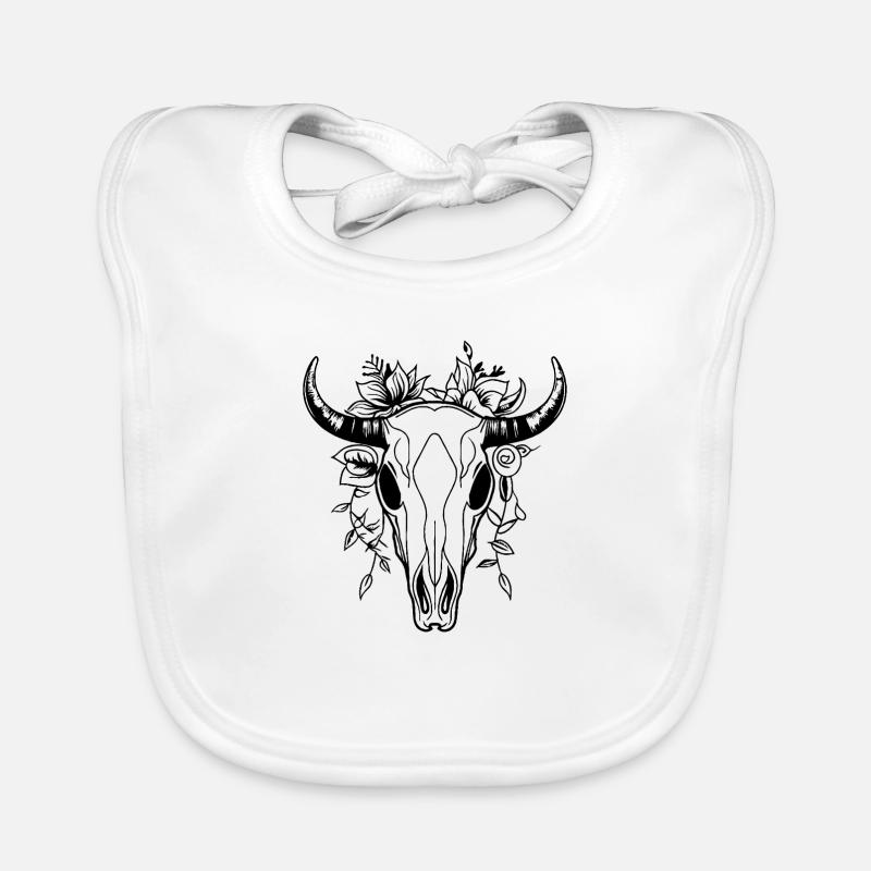 Kuh Schädel Boho Baby Bio-Lätzchen