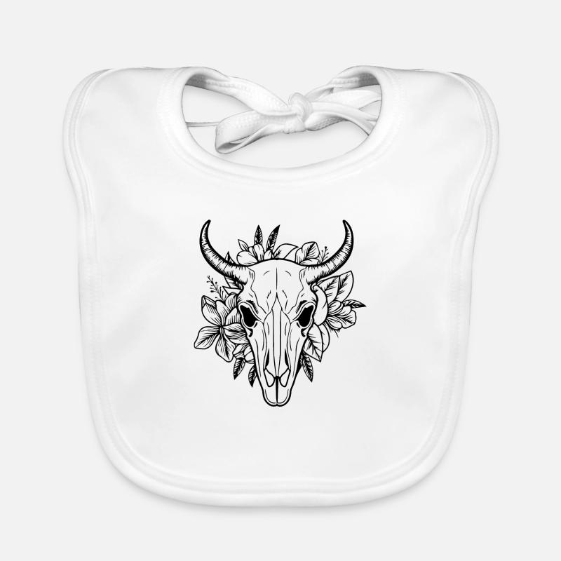 Cow Skull Boho Organic Baby Bibs