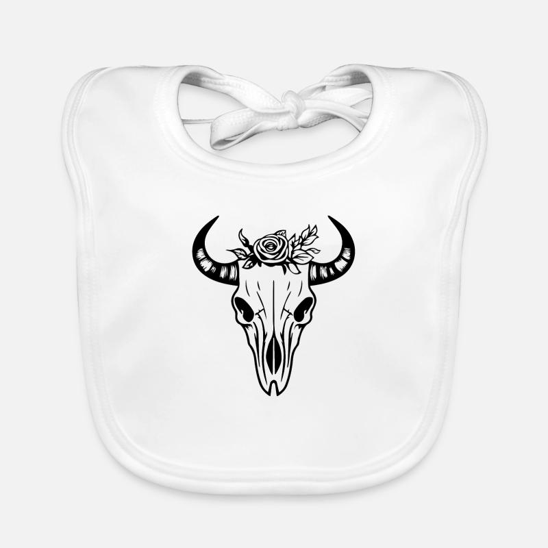 Kuh Schädel Boho Baby Bio-Lätzchen