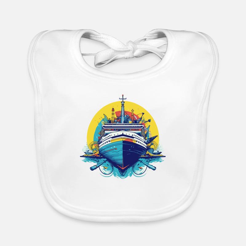 Bateau de croisière 3 - Bavoir bio Bébé - blanc