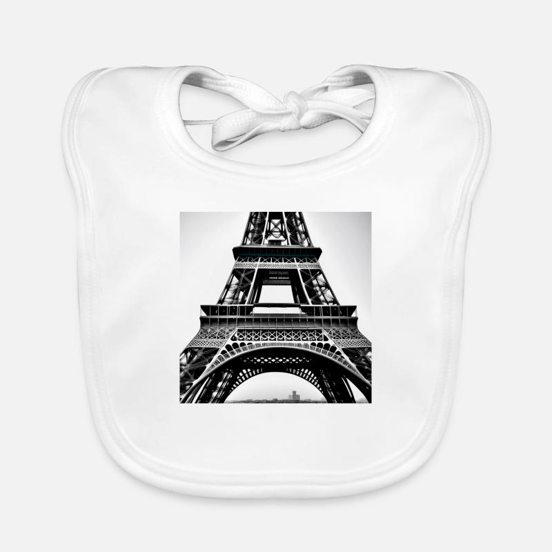 Elégance éternelle - Tour Eiffel à Paris - Bavoir bio Bébé - blanc