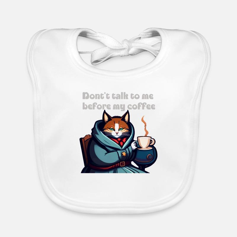 Funny cat and coffee Organic Baby Bibs