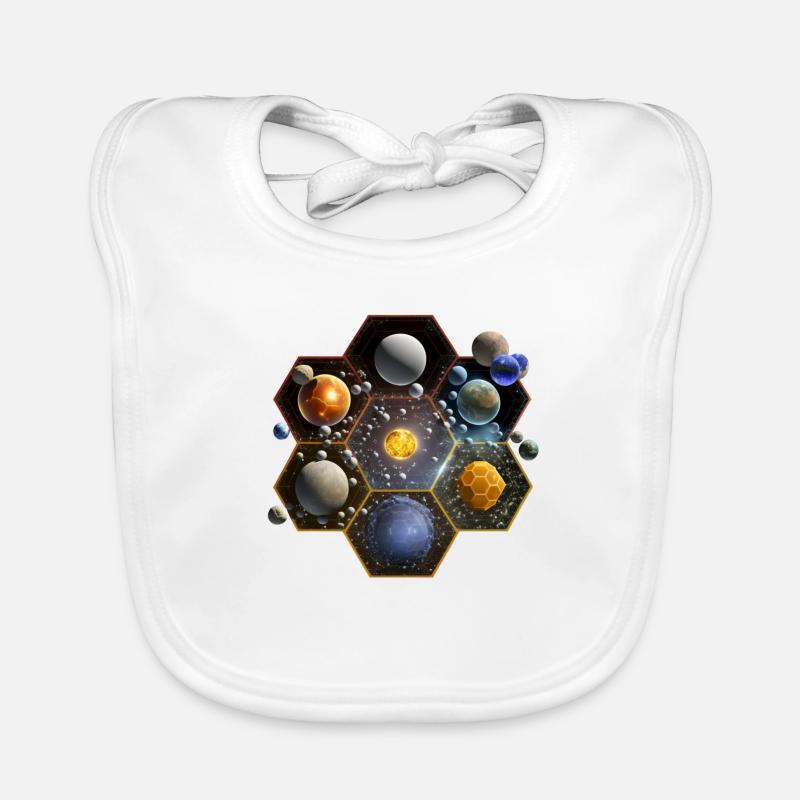 Hexagonal Solar System Organic Baby Bibs