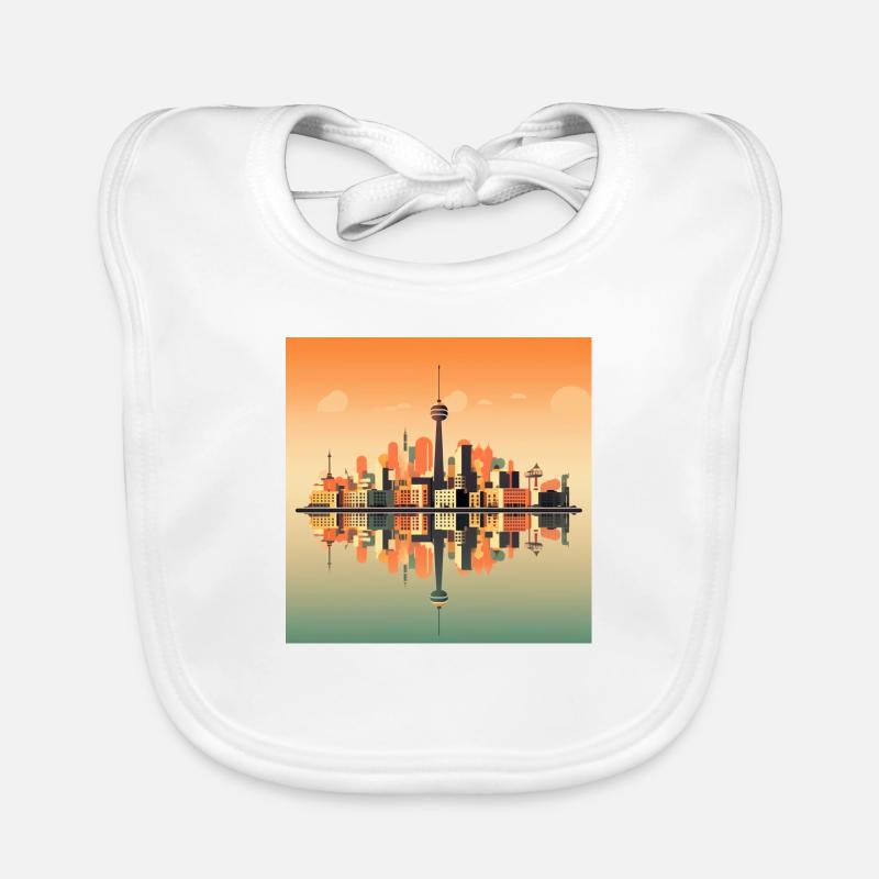 Dusseldorf Skyline Sunset Organic Baby Bibs