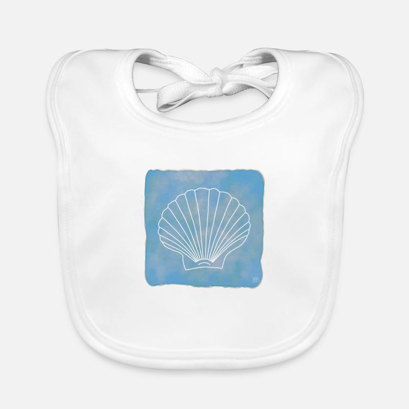 Scallop, Boho Line Art Design, Series Shells Organic Baby Bibs
