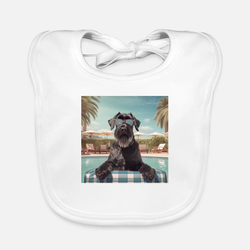 Giant schnauzer with sunglasses on vacation Organic Baby Bibs