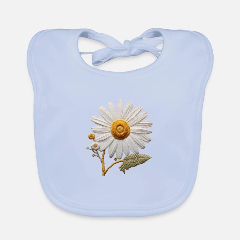 Gesticktes Gänseblümchen Baby Bio-Lätzchen