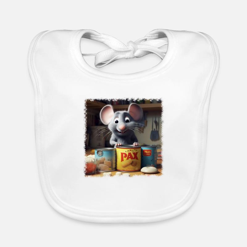 Hungrige Maus - Baby Bio-Lätzchen - Weiß