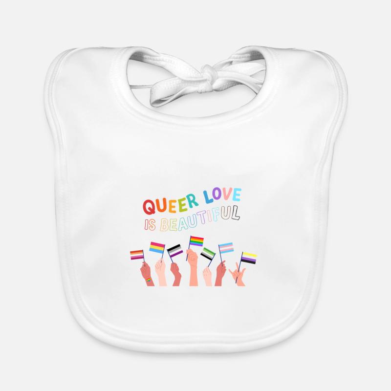 L’amour queer est beau - Bavoir bio Bébé - blanc