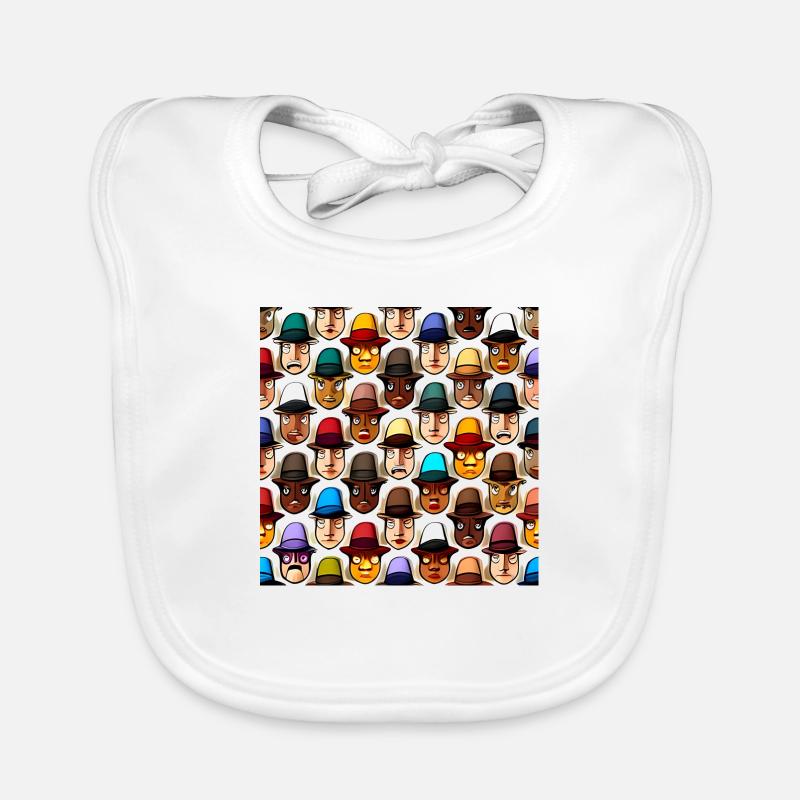 Face In Hat Pattern Organic Baby Bibs