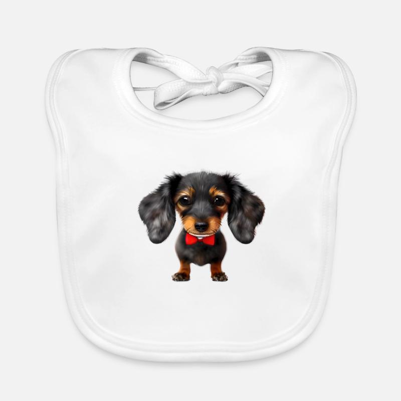 Dachshund Hunde mit Fliege Hund Dackelwelpe Baby Bio-Lätzchen