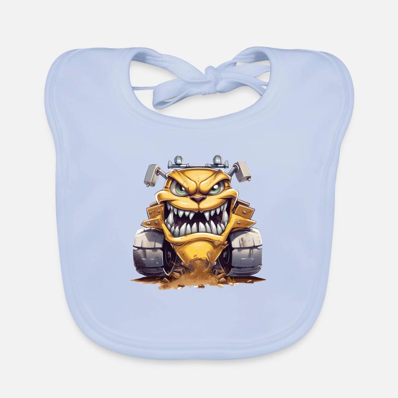 Aggressive construction machine shows its teeth Organic Baby Bibs