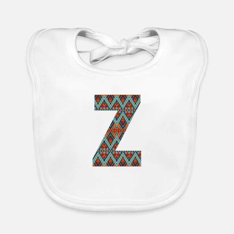 Buchstabe Z - Boho-Design, Buntes Monogramm Baby Bio-Lätzchen