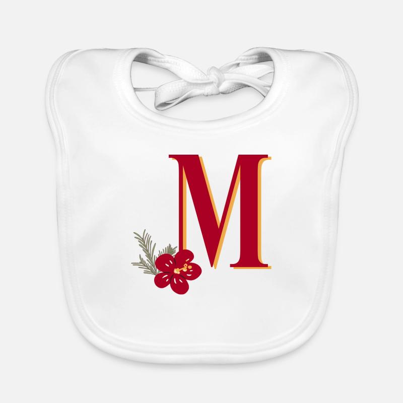 Letter M with flower Organic Baby Bibs