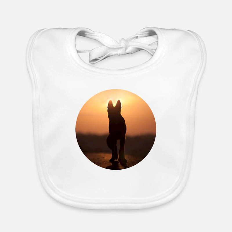 German Shepherd / Wolf Silhouette Organic Baby Bibs