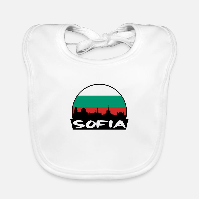Sofia Bulgarie Flag Skyline Silhouette Voyage Bavoir bio Bébé