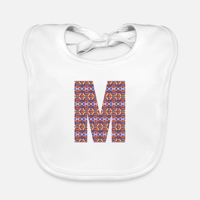 Monogram Letter M- geometric pattern Organic Baby Bibs