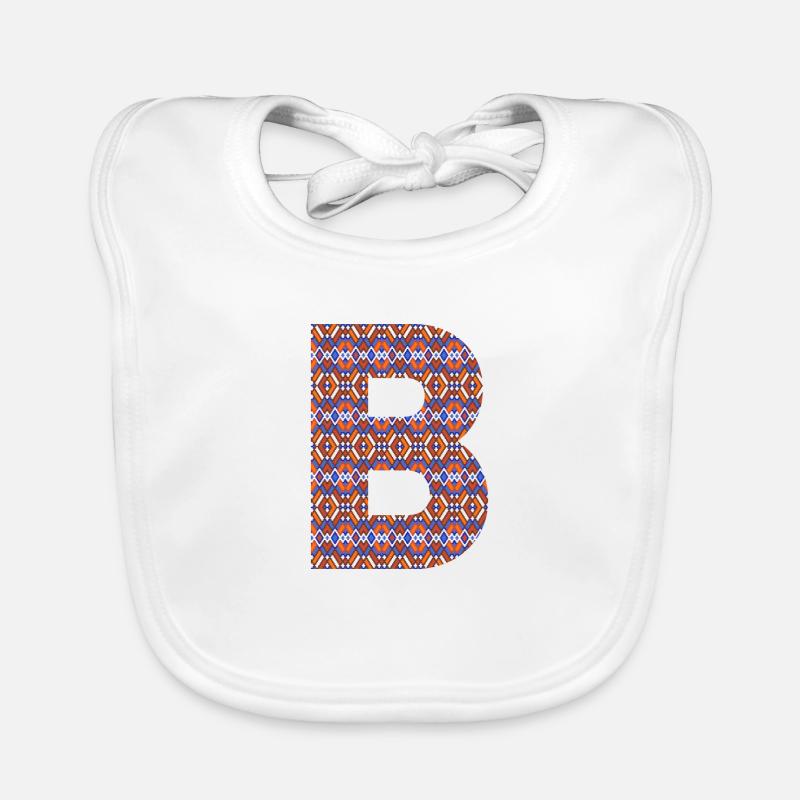 Monogram Letter B- geometric pattern Organic Baby Bibs