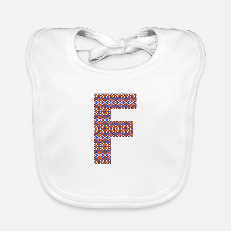 Monogram Letter F- geometric pattern Organic Baby Bibs