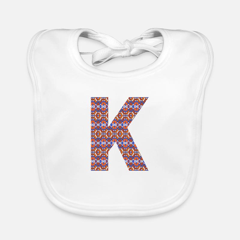 Monogram Letter K- geometric pattern Organic Baby Bibs