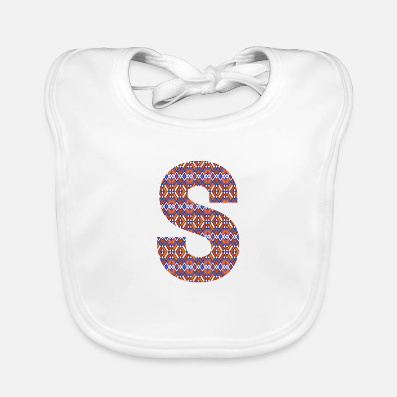 Monogram Letter S- geometric pattern Organic Baby Bibs