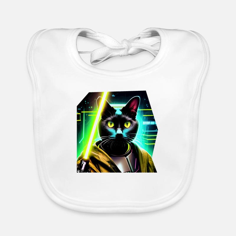 Katze mit Lichtschwert Baby Bio-Lätzchen