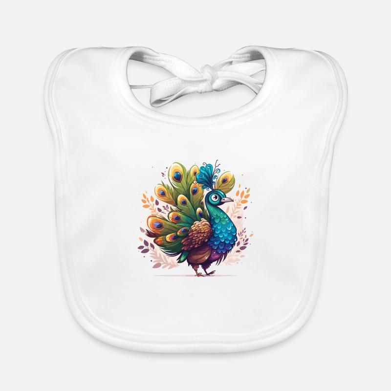 Peacock in full display Organic Baby Bibs