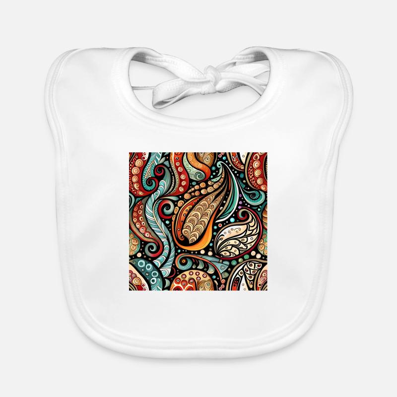 Zentangle Paisley Pattern Organic Baby Bibs