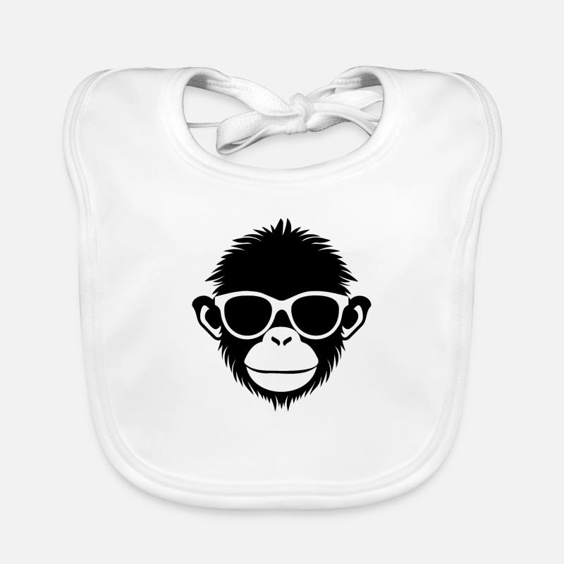 Singe Singe Visage de Singe Jungle - Bavoir bio Bébé - blanc