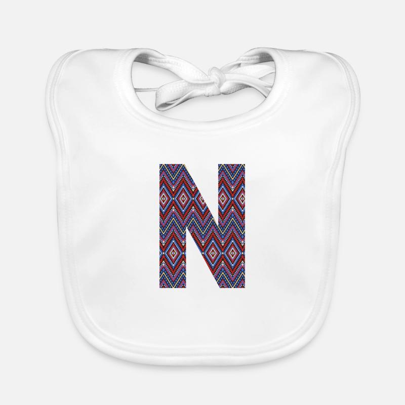 Monogram Letter N- geometric pattern Organic Baby Bibs