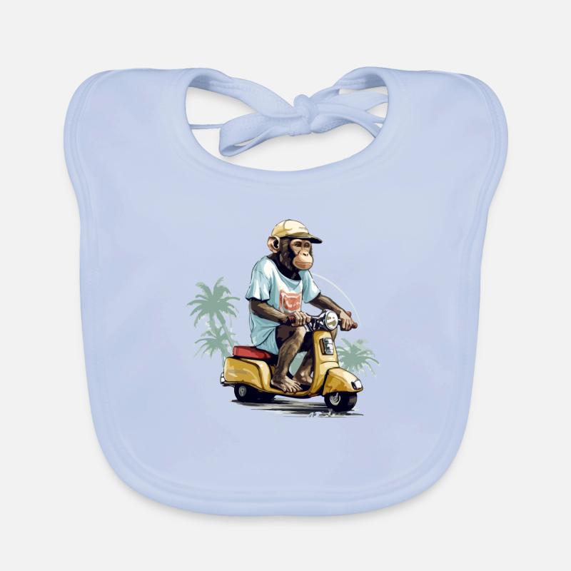 Kiki the monkey on the scooter Organic Baby Bibs