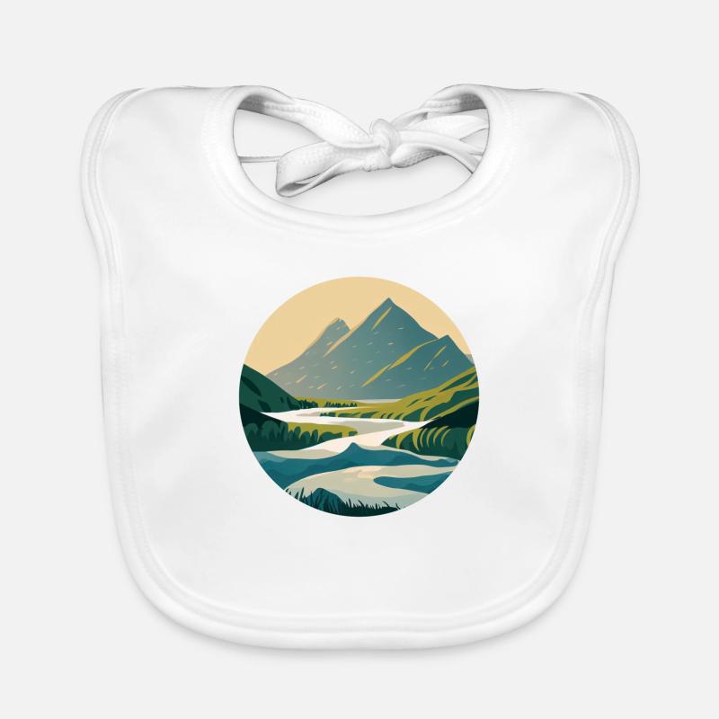 Mountains with River Nature Illustration/Grafik Organic Baby Bibs