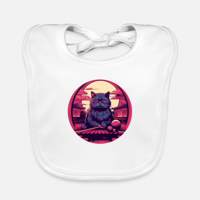 Synthwave japan Cat Organic Baby Bibs