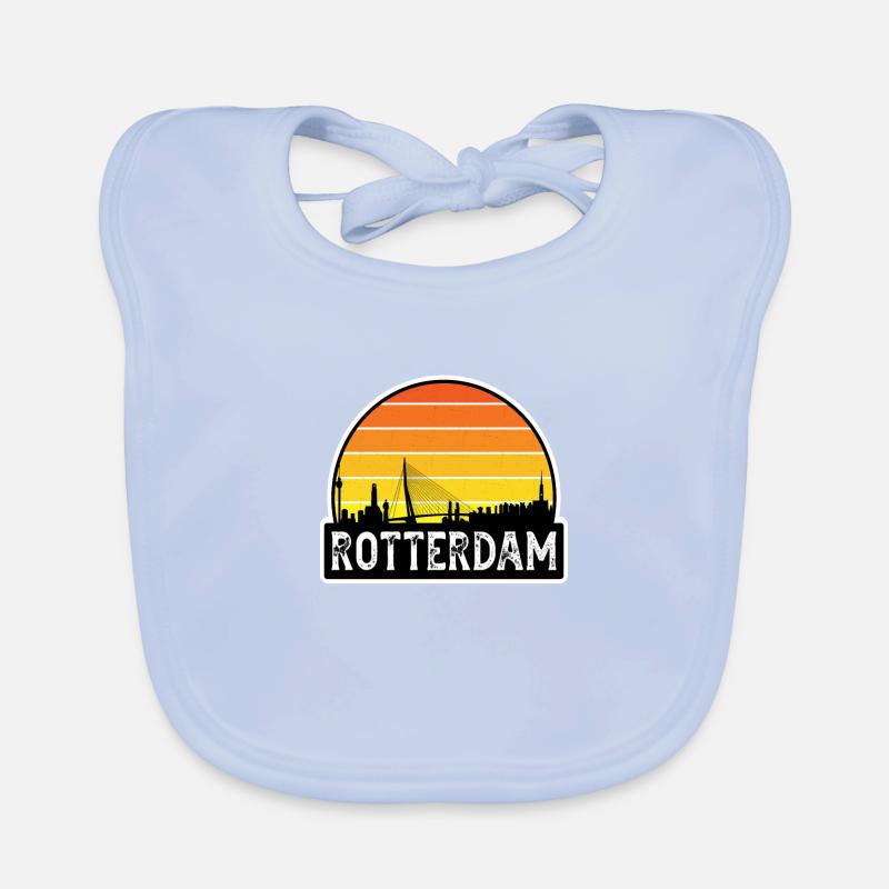 Rotterdam Pays-Bas Flag Skyline Souvenir de voyage Bavoir bio Bébé