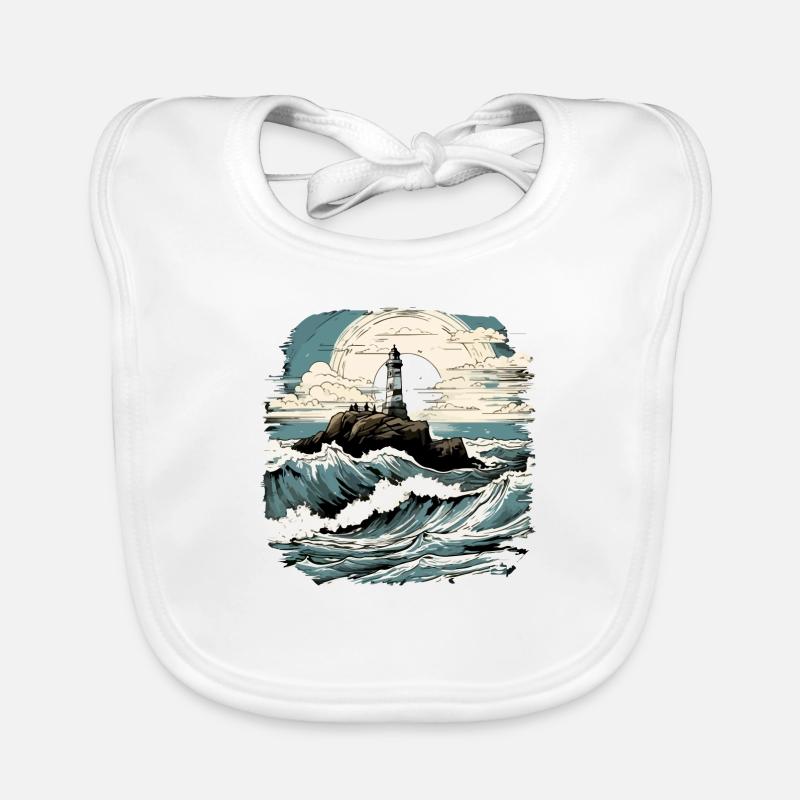 Breton Lighthouse n°2 Organic Baby Bibs