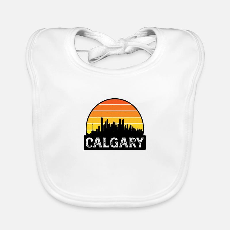 Calgary Canada Flag Skyline Souvenir de voyage Bavoir bio Bébé